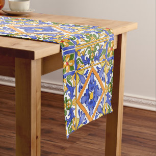 Chemin De Table Court style sicilien, majolica, été, motif coloré