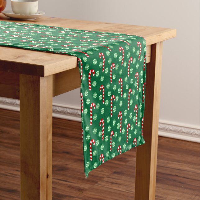 Chemin De Table Court Sucre de canne vert rouge Peppermenthe Noël (In Situ)