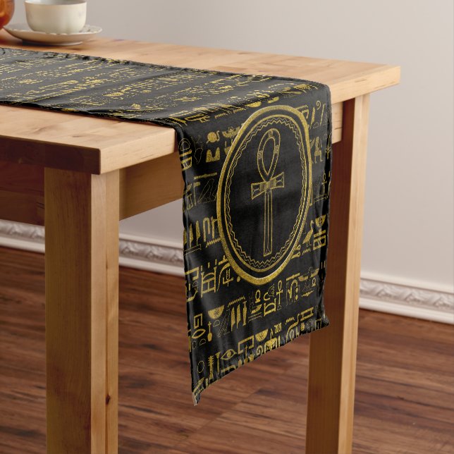 Chemin De Table Court Symbole croisé d'Ankh d'Egyptien d'or (In Situ)