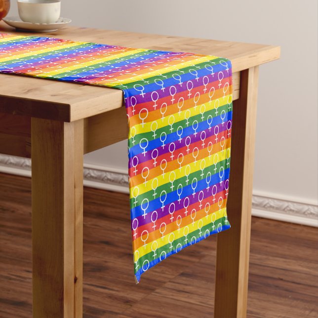 Chemin De Table Court Symbole féminin Motif arc-en-ciel (In Situ)
