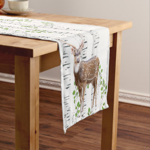 Chemin De Table Court Table Runner Deer Doe Buck Forest Woodland Hunting