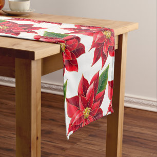 Chemin De Table Court Table Runner Noël Poinsettias