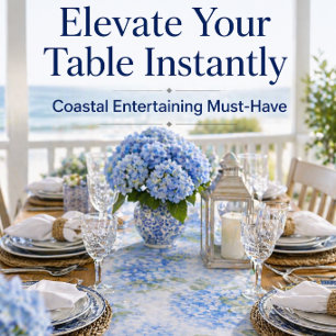 Chemin De Table Court Tapis de table Fleur de Hortensia Bleu Florales