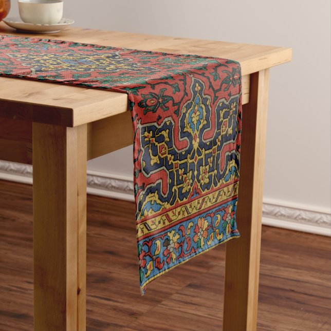 Chemin De Table Court Tapis Perse Tapis Rouge Bleu classique (In Situ)