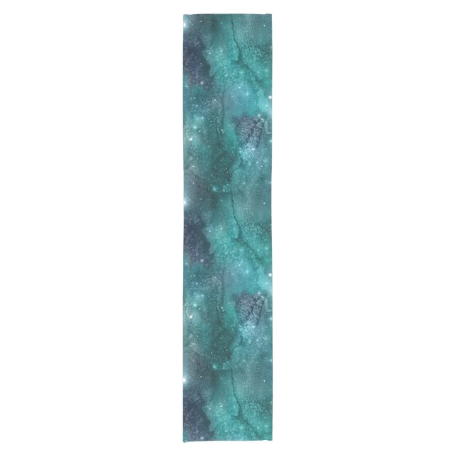 Chemin De Table Court Teal Galaxy Series Design 8 (Devant)