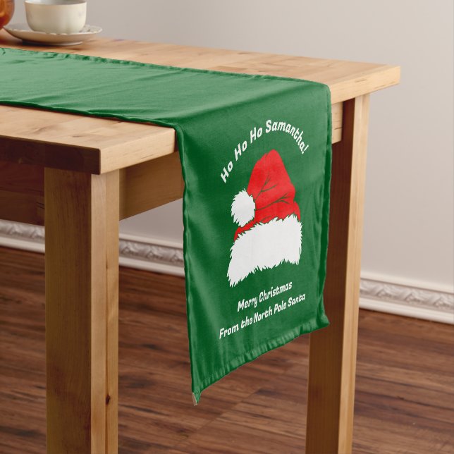 Chemin De Table Court Tendance Chapeau de Noël Vert Rouge Santa Noël (In Situ)