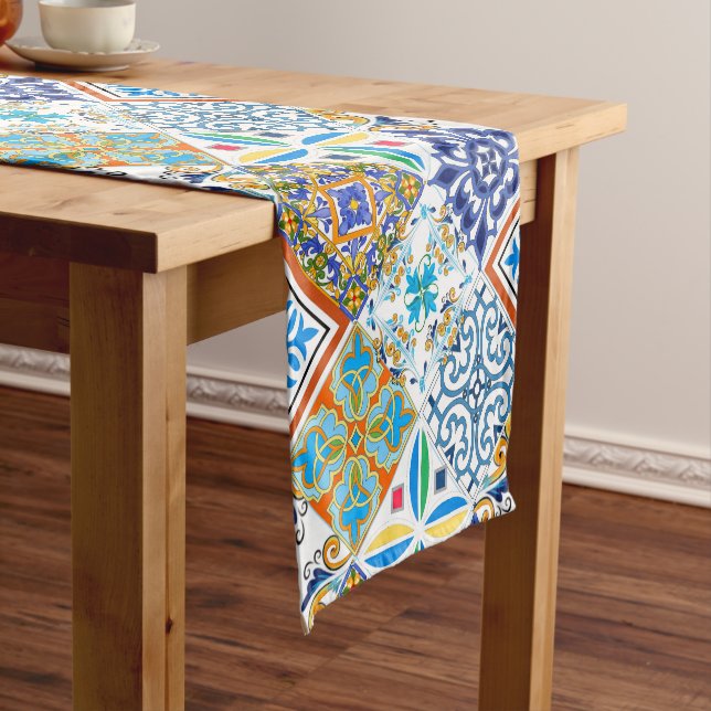 Chemin De Table Court Tiles,mosaic,azulejo,quilt,Portuguese,majolica  (In Situ)