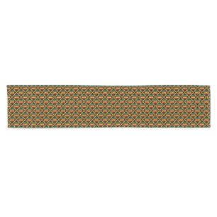 Chemin De Table Court Tissu Kente Horizontal Jaune, Vert, Rouge, Noir