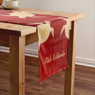 Chemin De Table Court Tortues de mer d'or Mele rouge Kalikimaka