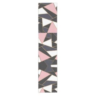 Chemin De Table Court Triangles Abstraits Rose Noir Blanc