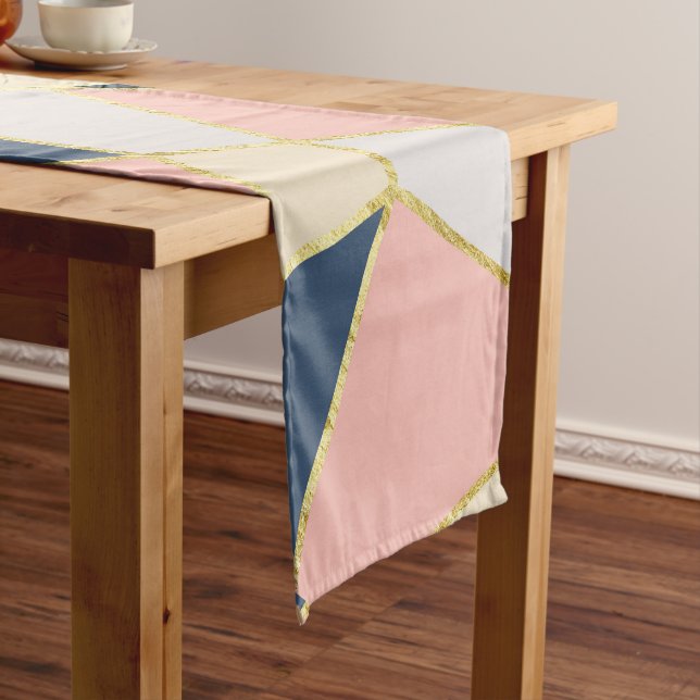 Chemin De Table Court Triangles géométriques Girly avec de l'or de Faux (In Situ)