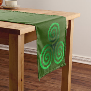 Chemin De Table Court Triskele céleste vert