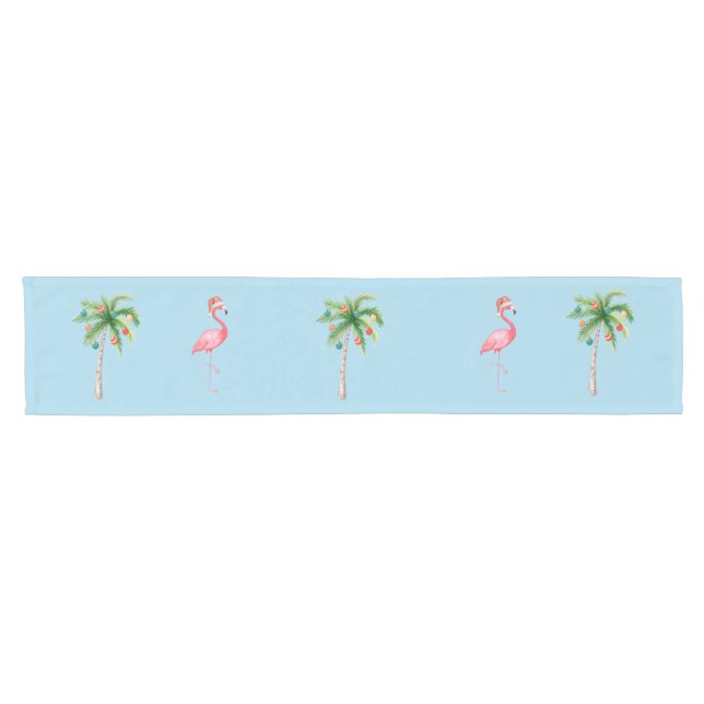 Chemin De Table Court Tropical Palm Tree Flamant rose Fête de Vacances (Horizontal)