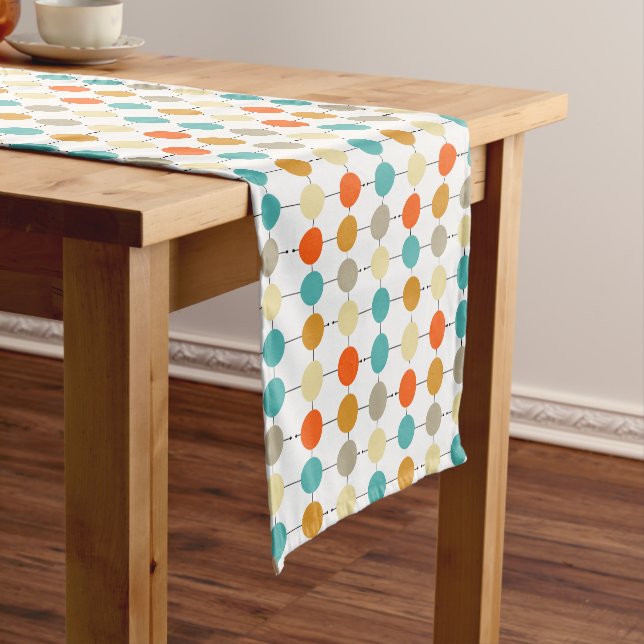 Chemin De Table Court Turquoise Orange Crème Cercle Mid Motif (In Situ)