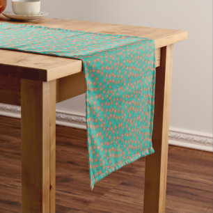Chemin De Table Court Turquoise savoureuse élégante et floral orange d