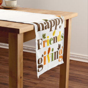 Chemin De Table Court Typographie colorée Happy Friendsgiving fall