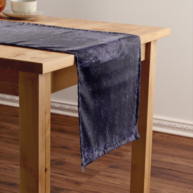 Chemin De Table Court Velvety Midnight Damask | Indigo Purple Grunge (In Situ)