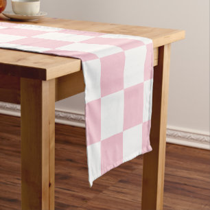 Chemin De Table Court Vérifier le Motif de tableau de bord rose et blanc
