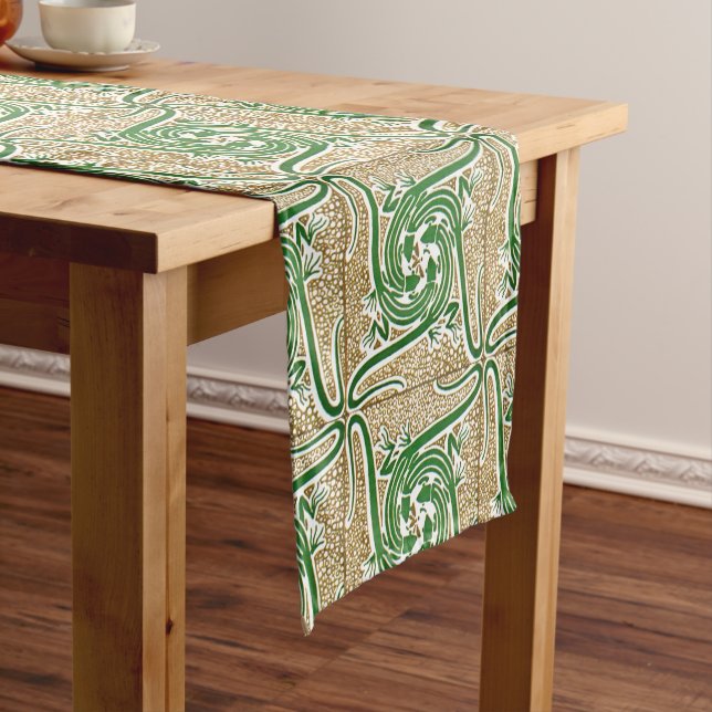 Chemin De Table Court Victorian Era Art Nouveau Four Lizards Motif (In Situ)