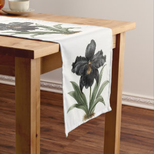 Chemin De Table Court Vintage aquarelle orchidées noires coureur de tabl