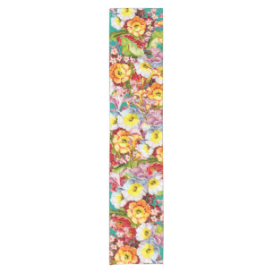 Chemin De Table Court Vintage Art Floral Motif Fleurs de printemps Primr