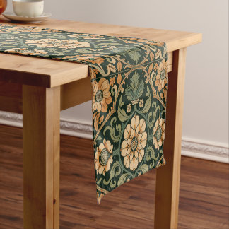 Chemin De Table Court Vintage Art Nouveau Deco Majolica Floral Craftsman
