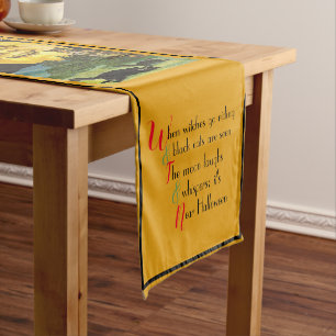 Chemin De Table Court Vintage poème traditionnel d'Halloween, sorcière e