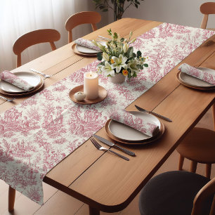 Chemin De Table Court Vintage rouge toile de jouy imprimé