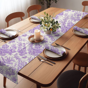 Chemin De Table Court Vintage violet toile de jouy