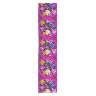 Chemin De Table Court Volant rose Abstrait rose vibrant