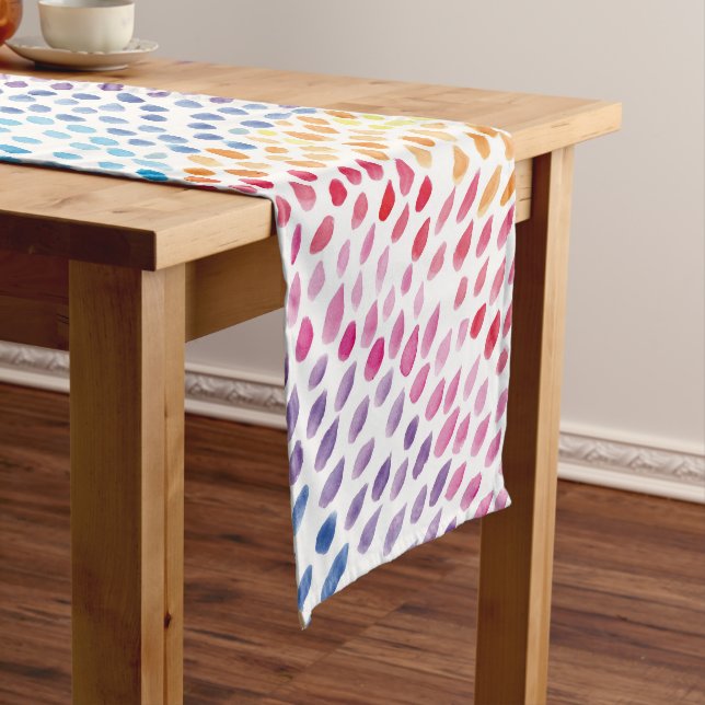 Chemin De Table Court Watercolor Rainbow (In Situ)