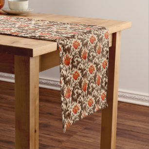 Chemin De Table Court William Morris Anemone, Beige, Brown & Rust Orange