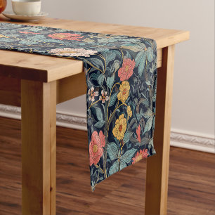 Chemin De Table Court William Morris Bleu Sarcelle Arts & Crafts Floral