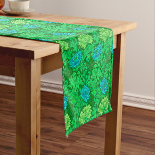 Chemin De Table Court William Morris Chrysanthemums, Lime Green & Aqua