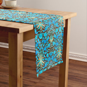 Chemin De Table Court William Morris Hyacinth Imprimer, Aqua et Brown