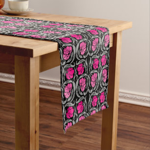 Chemin De Table Court William Morris Pimpernel, Fuchsia Pink et Black