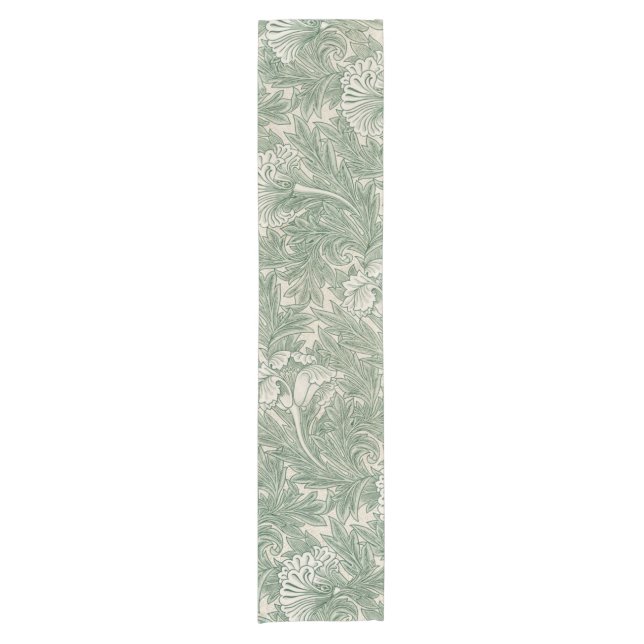 Chemin De Table Court William Morris tulip fond textile vert (Devant)