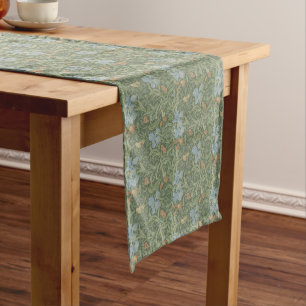 Chemin De Table Court William Morris Vintage Feuille Floral Bird Iris