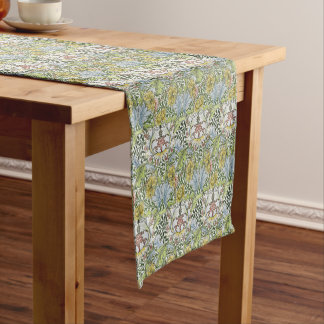 Chemin De Table Court William Morris Vintage Floral rose Myrtle vert