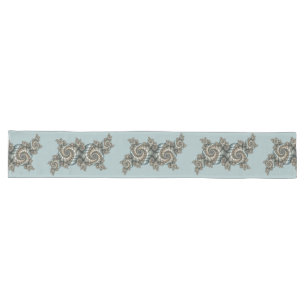 Chemin De Table Long Abstrait Beige clair Bleu Fractal Art Spirales