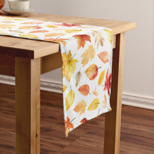 Chemin De Table Long Automne Feuilles Terracotta Brown Boho Motif
