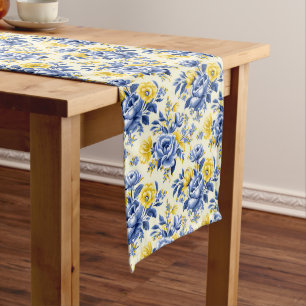 Chemin De Table Long Beauté Eclectique : Français Bleu & Citron Chic