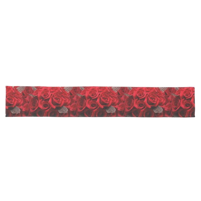 Chemin De Table Long Belles Roses Rouges (Horizontal)