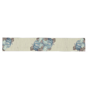 Chemin De Table Long BOHO Bleu Citrouille Aquarelle Chute Décor