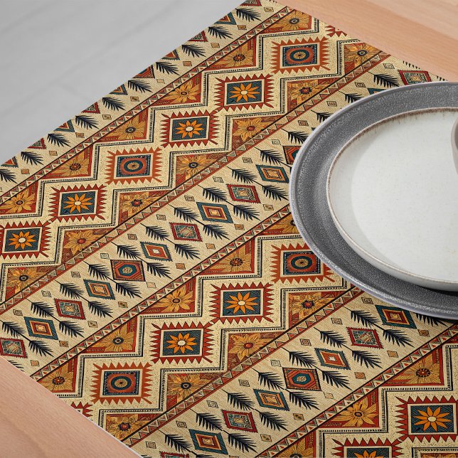 Chemin De Table Long Boho Textile Tribal Traditionnel Textile Intricé D (Boho Traditional Tribal Textile Intricate Designs Long Table Runner)