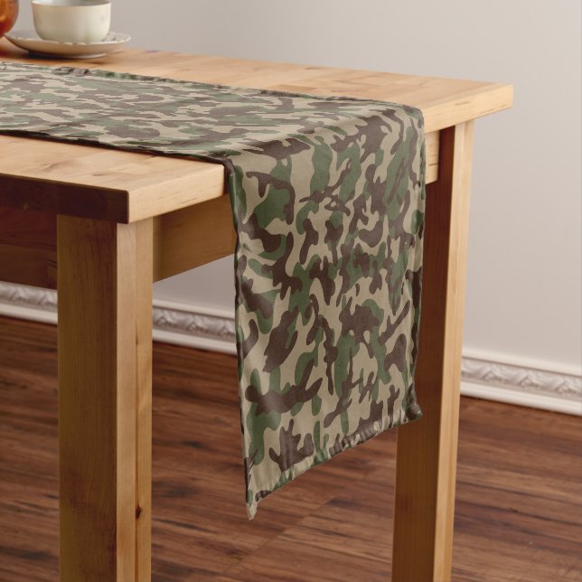 Chemin De Table Long Camouflage en bois profond (In Situ)