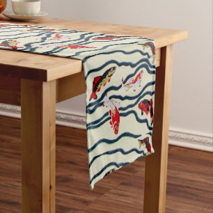 Chemin De Table Long Carpe de style Art déco coloré, décoration marine