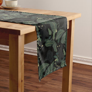 Chemin De Table Long Chat sauvage noir moderne