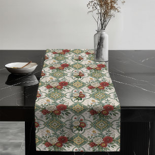 Chemin De Table Long Chic Chic Roses rouges Vintages et carreaux Design