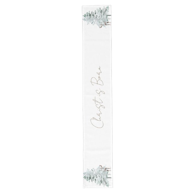 Chemin De Table Long Christ est né Bois Arbres Cerfs (Devant)